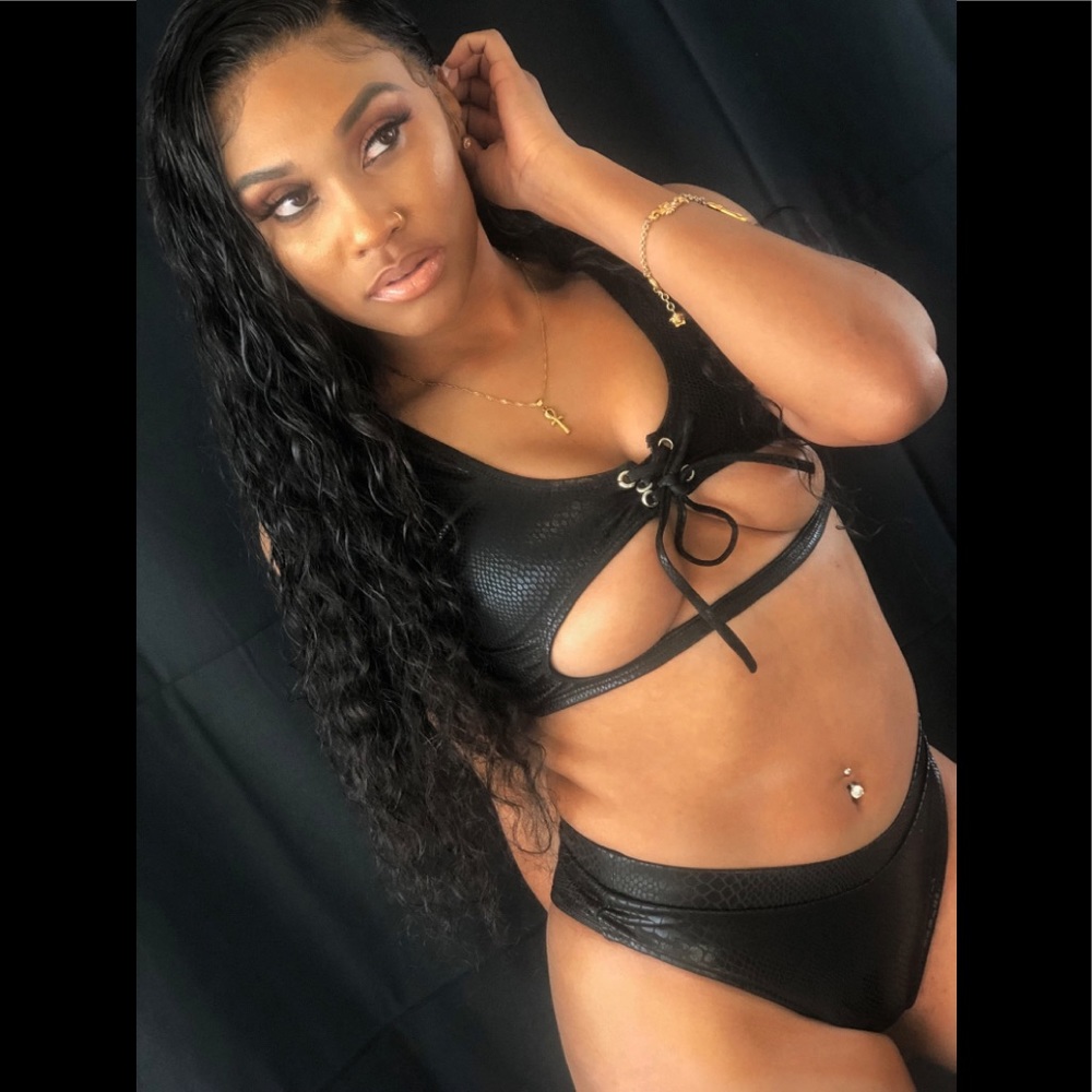 Black Snakeskin Cut Out Bikini